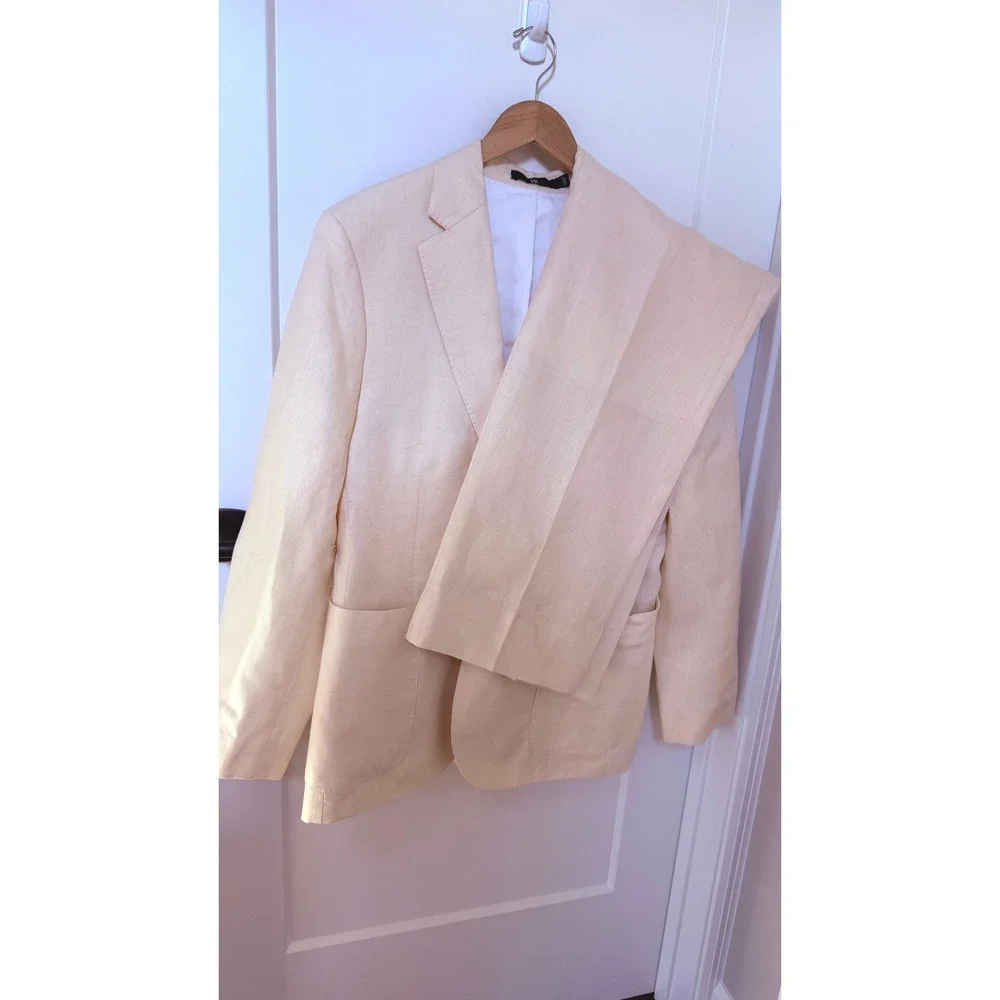 NWT Banana Republic Soquel Linen Suit Butter Yellow 40S Tailored Slim fit 34